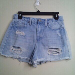 YMI Shorts Juniors 9 29 High Rise Dream Fit Festival Distressed Torn Denim Blue